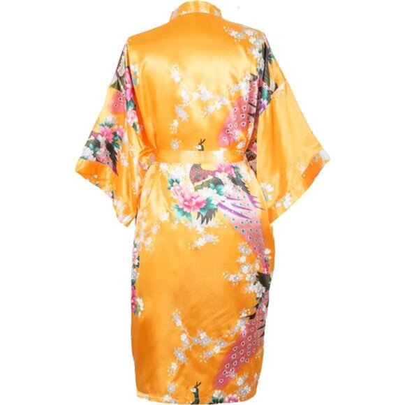 Long Kimono Robe for Women, Premium Lightweight Peacock - Picture 2 of 5
